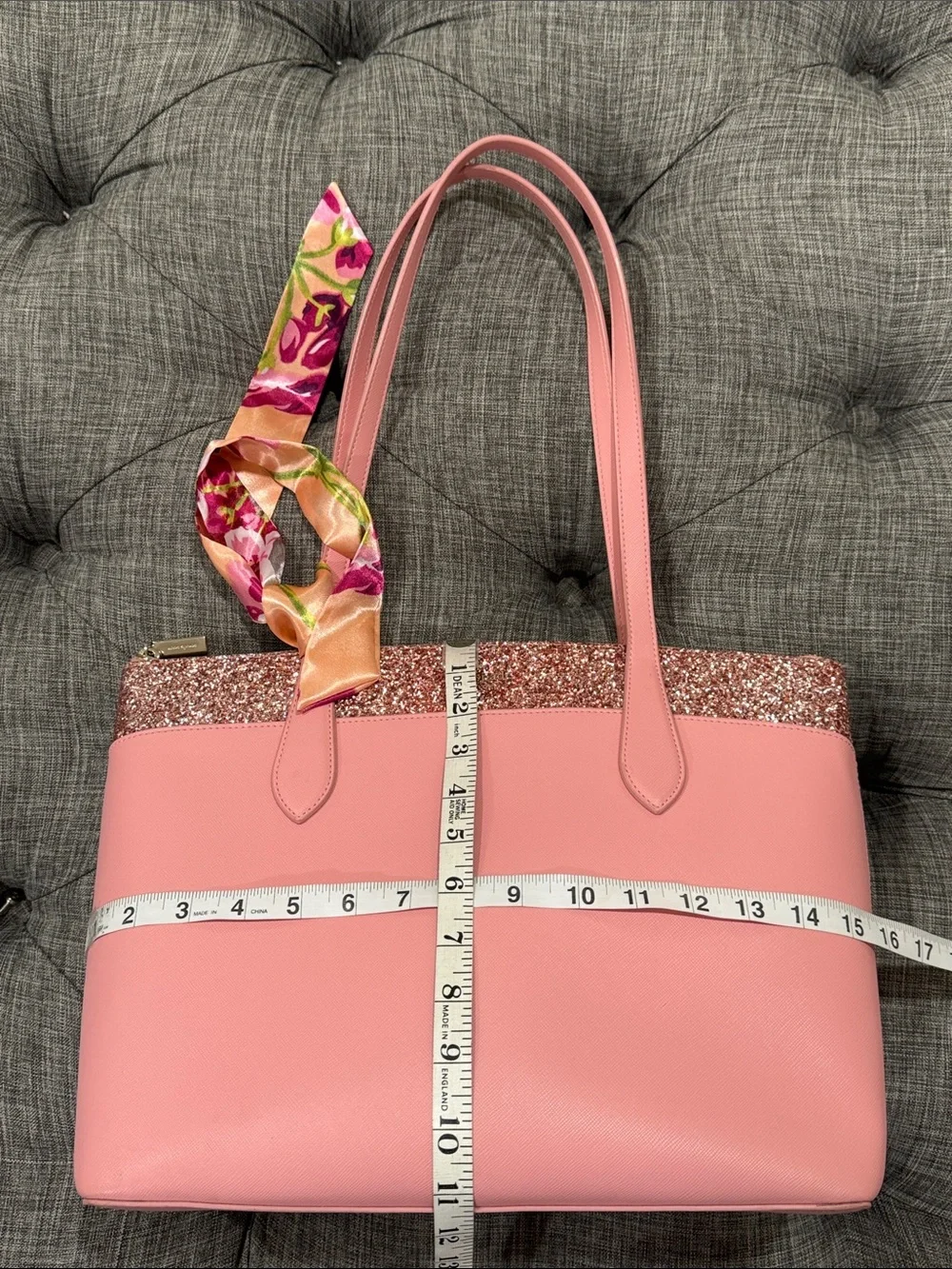 Kate Spade New York Bag Flash Glitter Pink Large Glitter-Trim Tote - Picture 17 of 17